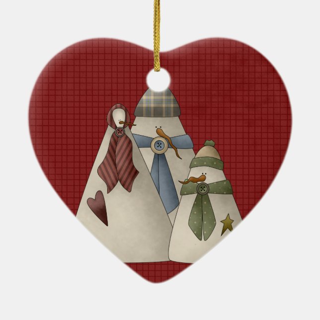 A Snow Family Ceramic Christmas Ornament (Back)