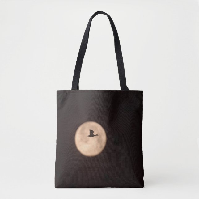 A Snow Goose Against A Full Moon | New Mexico Tote Bag (Front)