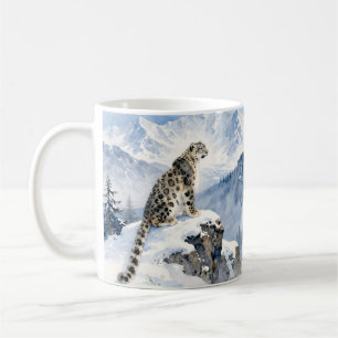 A Snow Leopard on Snowy Peak Coffee Mug