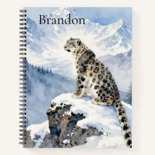A Snow Leopard on Snowy Peak Personalized Notebook