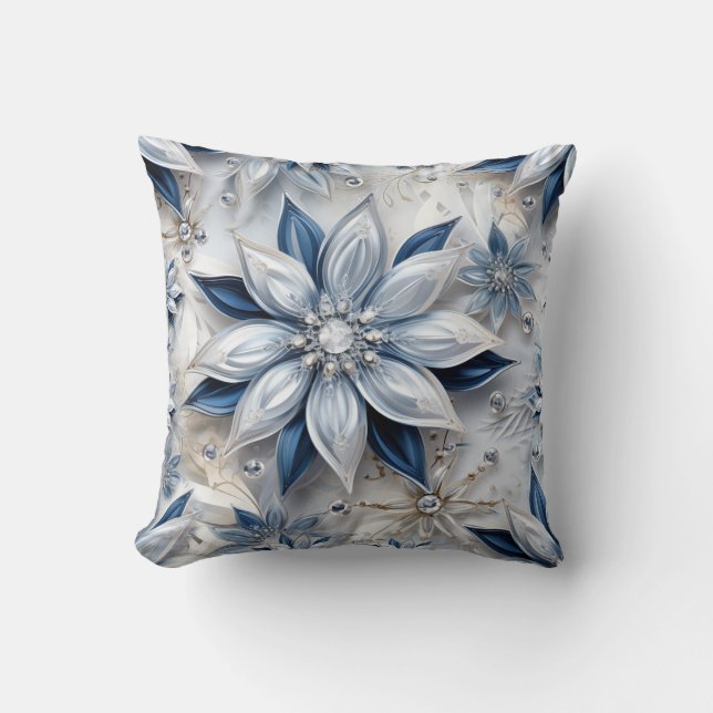 A snowflake winter event decor cushion (Front)