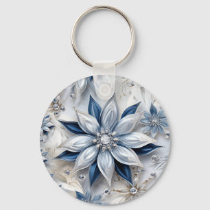A snowflake winter event decor key ring