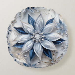 A snowflake winter event decor round cushion