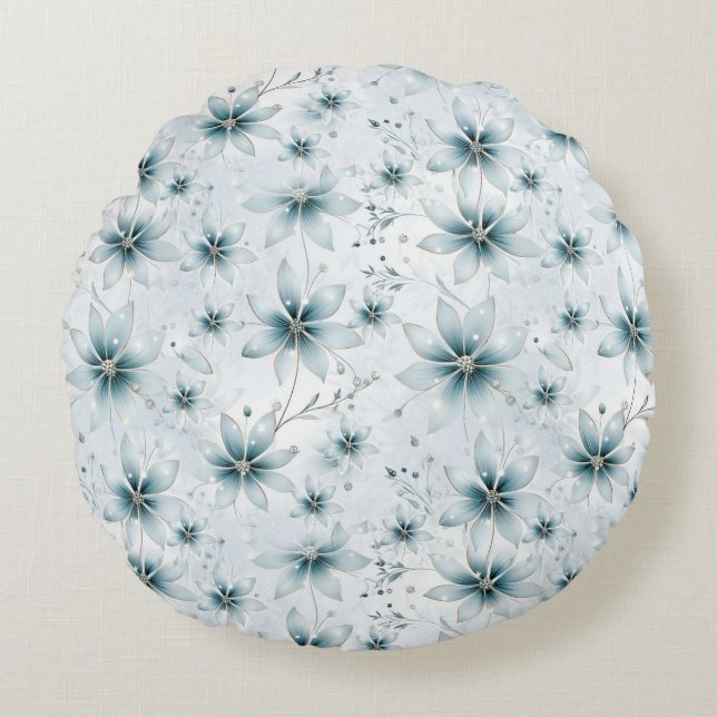 A snowflake winter event decor round cushion (Front)