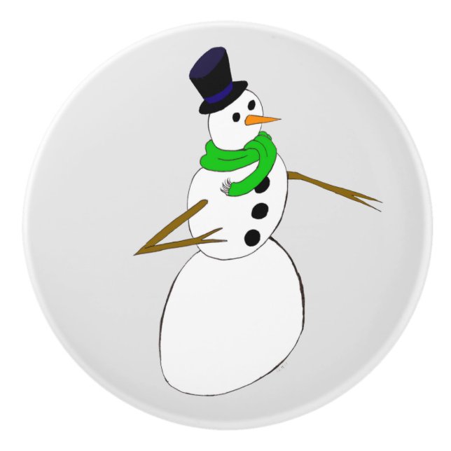 a snowman   ceramic knob (Front)