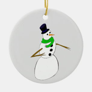 a snowman     ceramic ornament