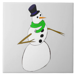 a snowman ceramic tile