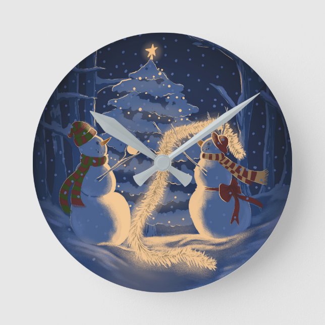 A Snowman Christmas Round Clock (Front)