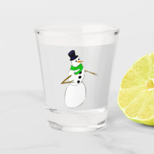 a snowman shot glass