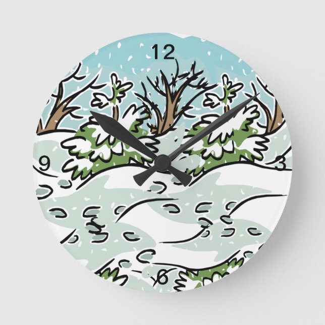A Snowy Forest - Round Clock (Front)
