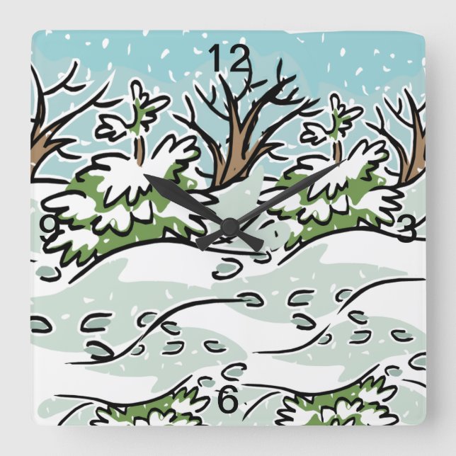 A Snowy Forest - Square Wall Clock (Front)
