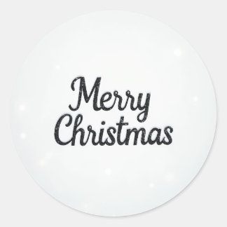 a snowy Merry Christmas Classic Round Sticker