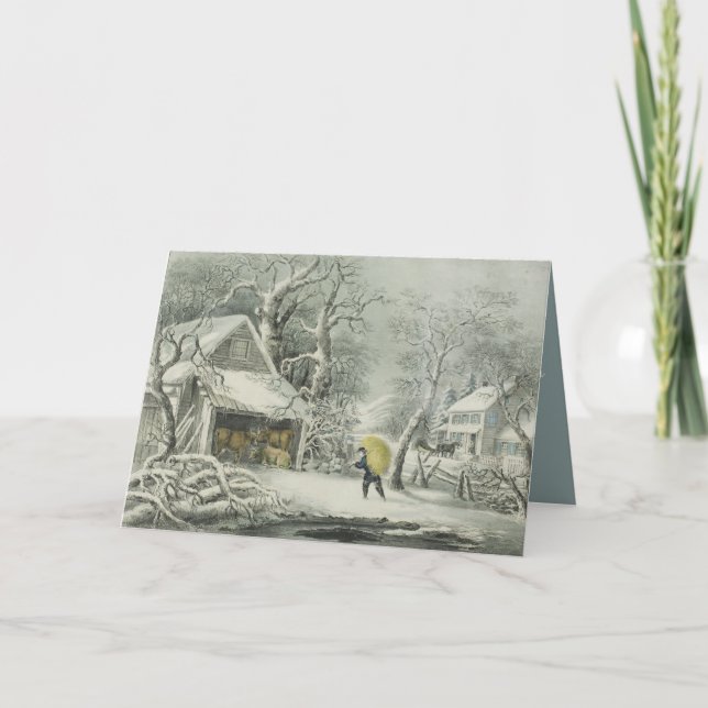 A Snowy Morning - Fanny Palmer Holiday Card (Front)