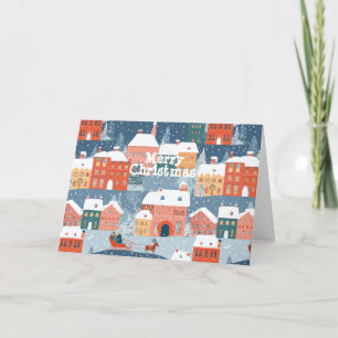 A Snowy Mountain Village Hamlet Holiday Card