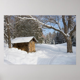 A snowy scene at the AMC's Little Lyford Pond Poster