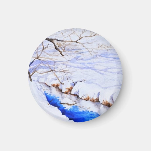 A snowy stream magnet (Front)