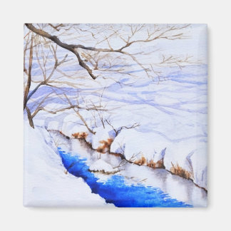 A snowy stream magnet