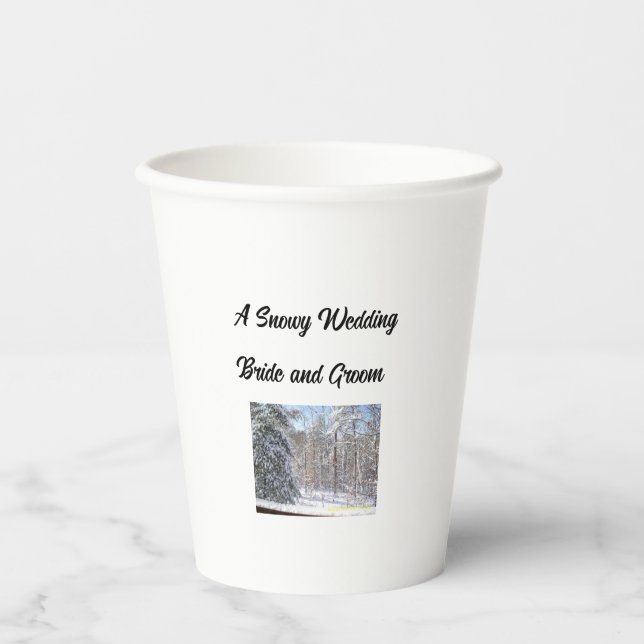 A Snowy Wedding 8 oz Paper Cups w/lids (Front)