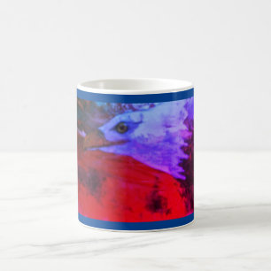 A soaring eagle at home in a sunset sky coffee mug