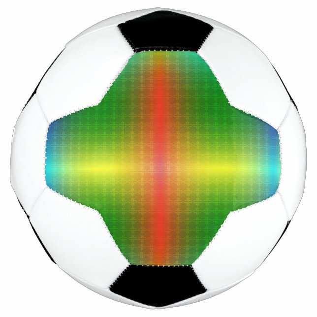 A soccer ball features a colourful geometric  (Front)