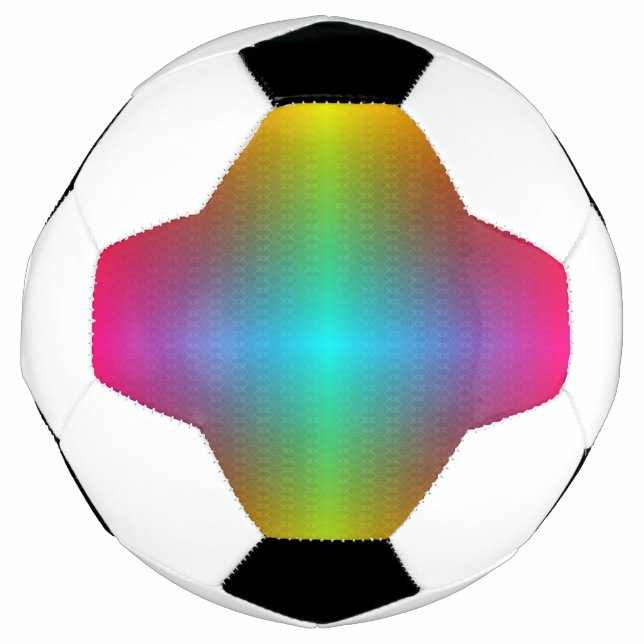 A soccer ball with a rainbow gradient pattern (Front)