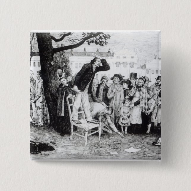 A Socialist Speaker, engraved by W.Strong, 1891 15 Cm Square Badge (Front)