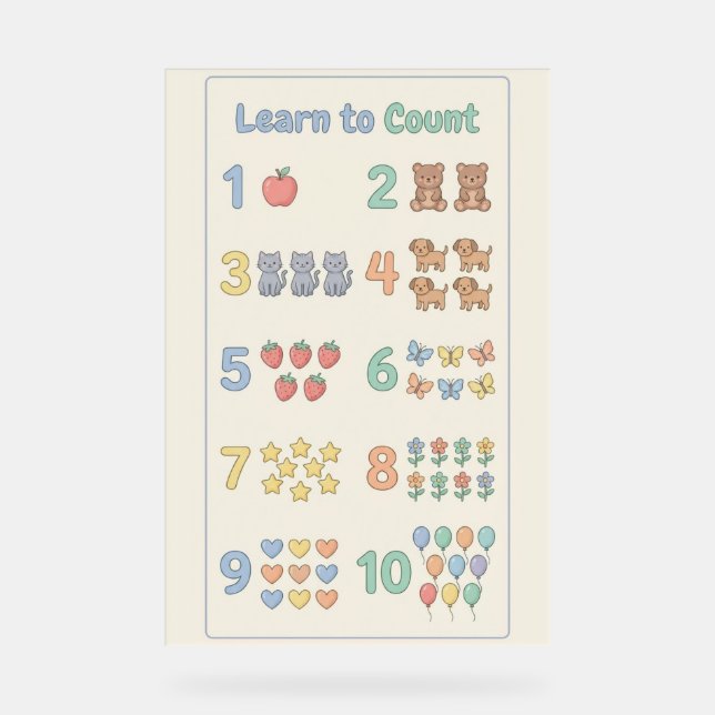 A soft pastel numbers🧸✨ acrylic sign (Front)