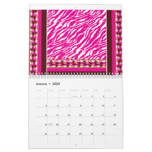 A soft pink and white flower motif gracefully pres calendar