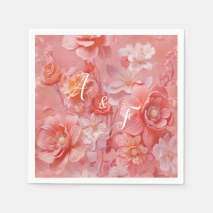 A soft, pinkish hue called Peach Fuzz Flowers Napkin