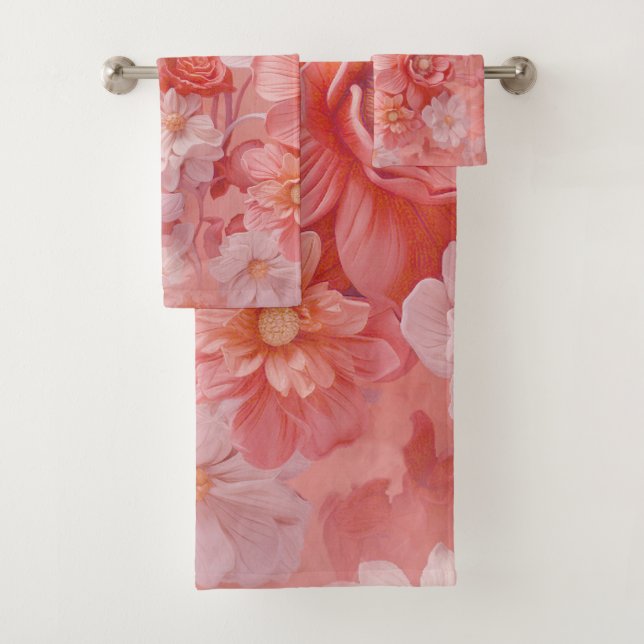 A soft, pinkish-orange hue called Peach Fuzz Bath Towel Set (Insitu)