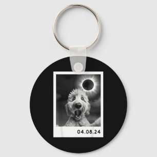 A Solar Eclipse Totality Goldendoodle Dog Key Ring