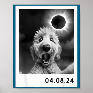 A Solar Eclipse Totality Goldendoodle Dog Poster