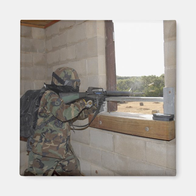 A soldier acts as an opposition force magnet (Front)