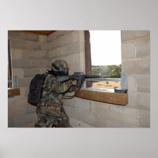 A soldier acts as an opposition force poster (Front)