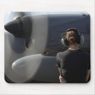 A soldier monitors the performance mouse pad