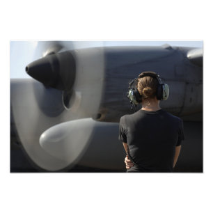 A soldier monitors the performance photo print