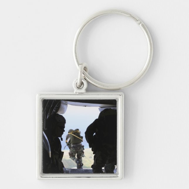 A Soldier performs a static-line jump Key Ring (Front)