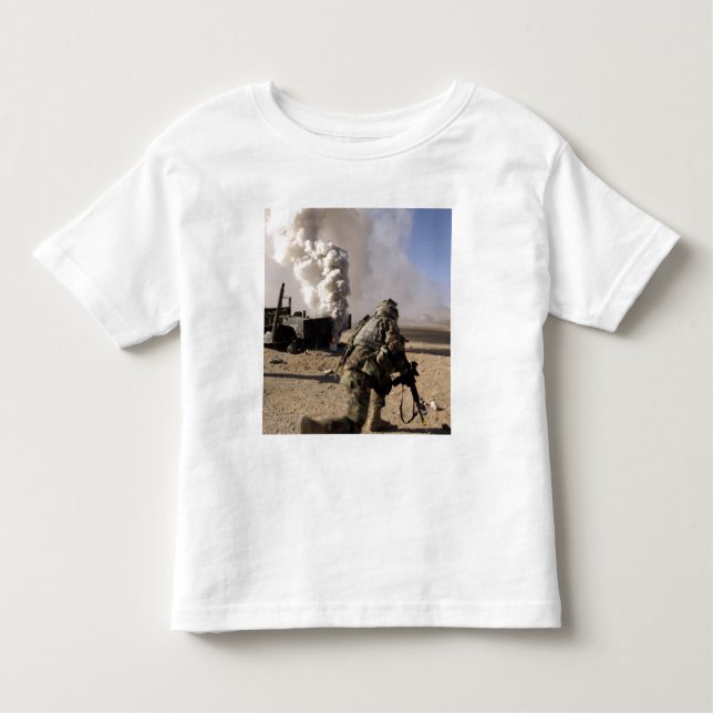 A Soldier reacts to a controlled explos Toddler T-Shirt (Front)