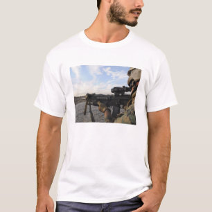 A soldier sights in to fire on a target T-Shirt