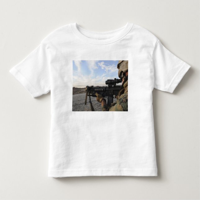 A soldier sights in to fire on a target toddler T-Shirt (Front)