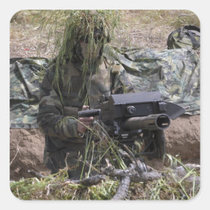 A soldier with MK-19 grenade launcher Square Sticker
