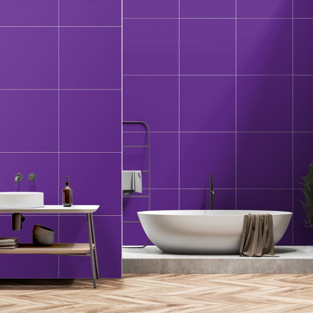 A solid purple background with a white square cent wallpaper (Bathroom)