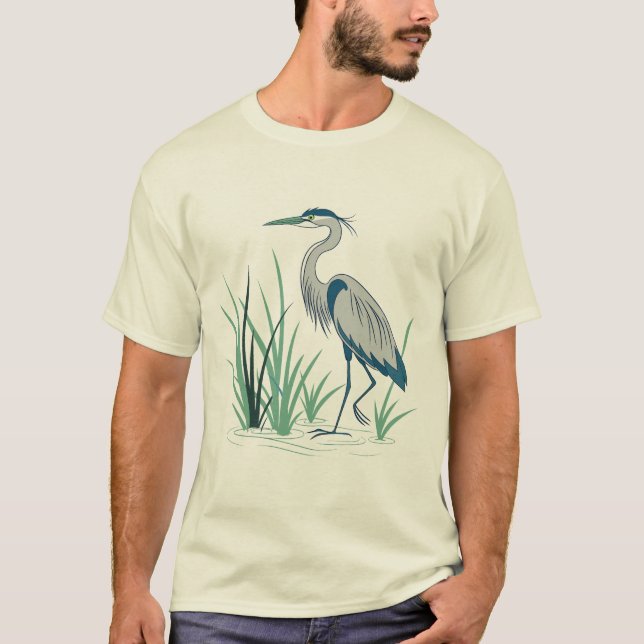 A Solitary Heron Standing Gracefully T-Shirt (Front)
