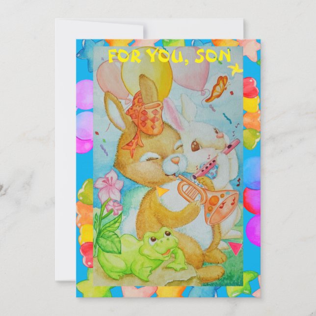 A Son's Birthday Flat Holiday Card (Front)