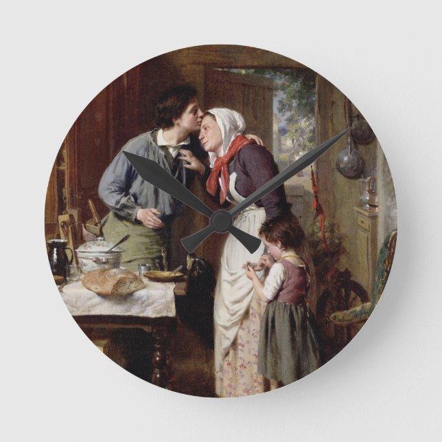 A Son's Devotion, 1868 (oil on canvas) Round Clock (Front)