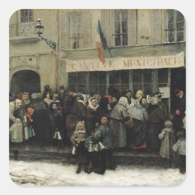 A Soup Kitchen during the Siege of Paris Square Sticker (Front)