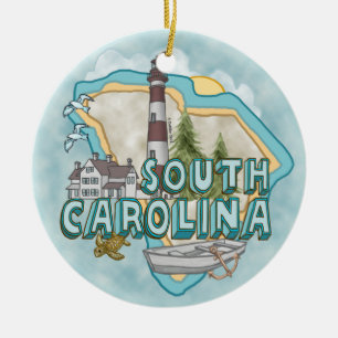 A South Carolina Lighthouse Ceramic Ornament