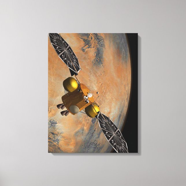 A Spacecraft Orbiting Mars. Canvas Print (Front)