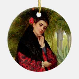 A Spanish Beauty, 1872 (oil on canvas) Ceramic Ornament