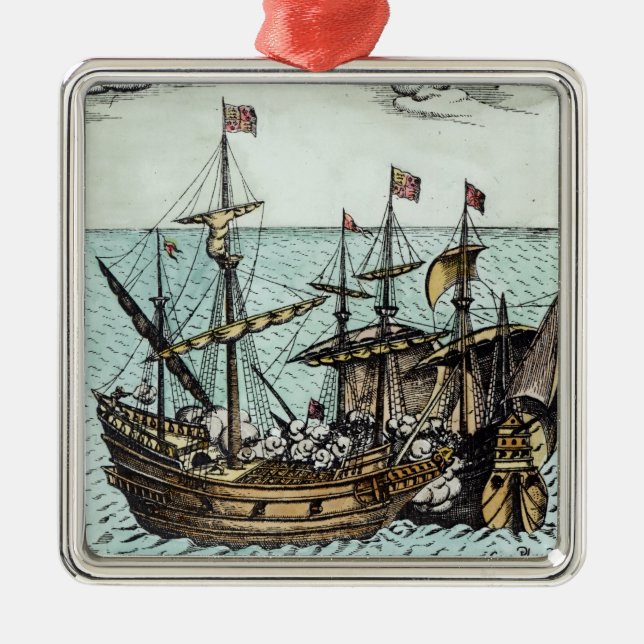 A Spanish Treasure Ship Metal Tree Decoration (Front)